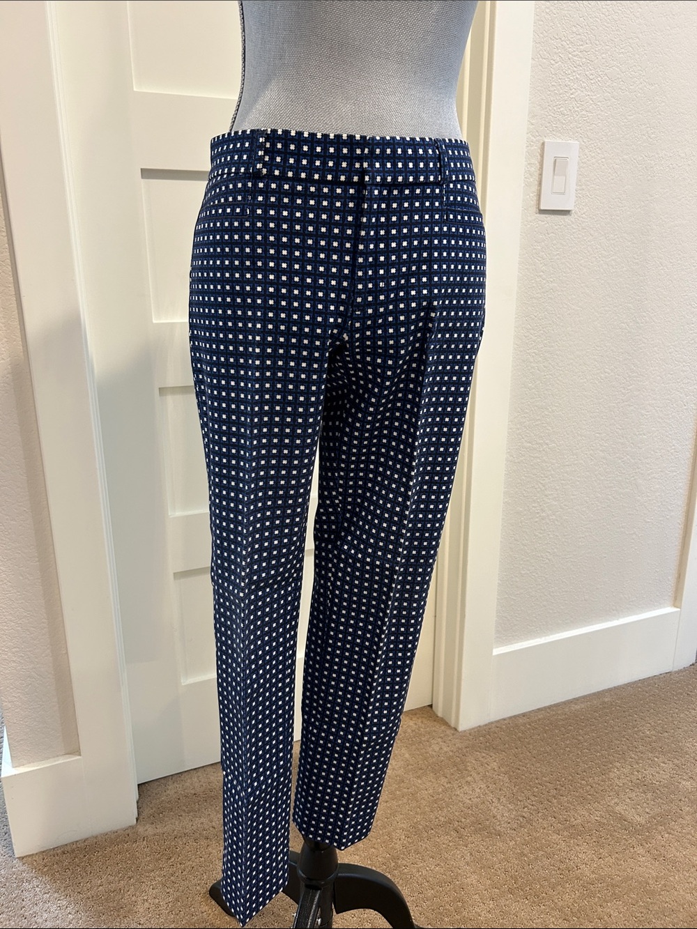 Banana Republic Navy Blue and White Printed Capris